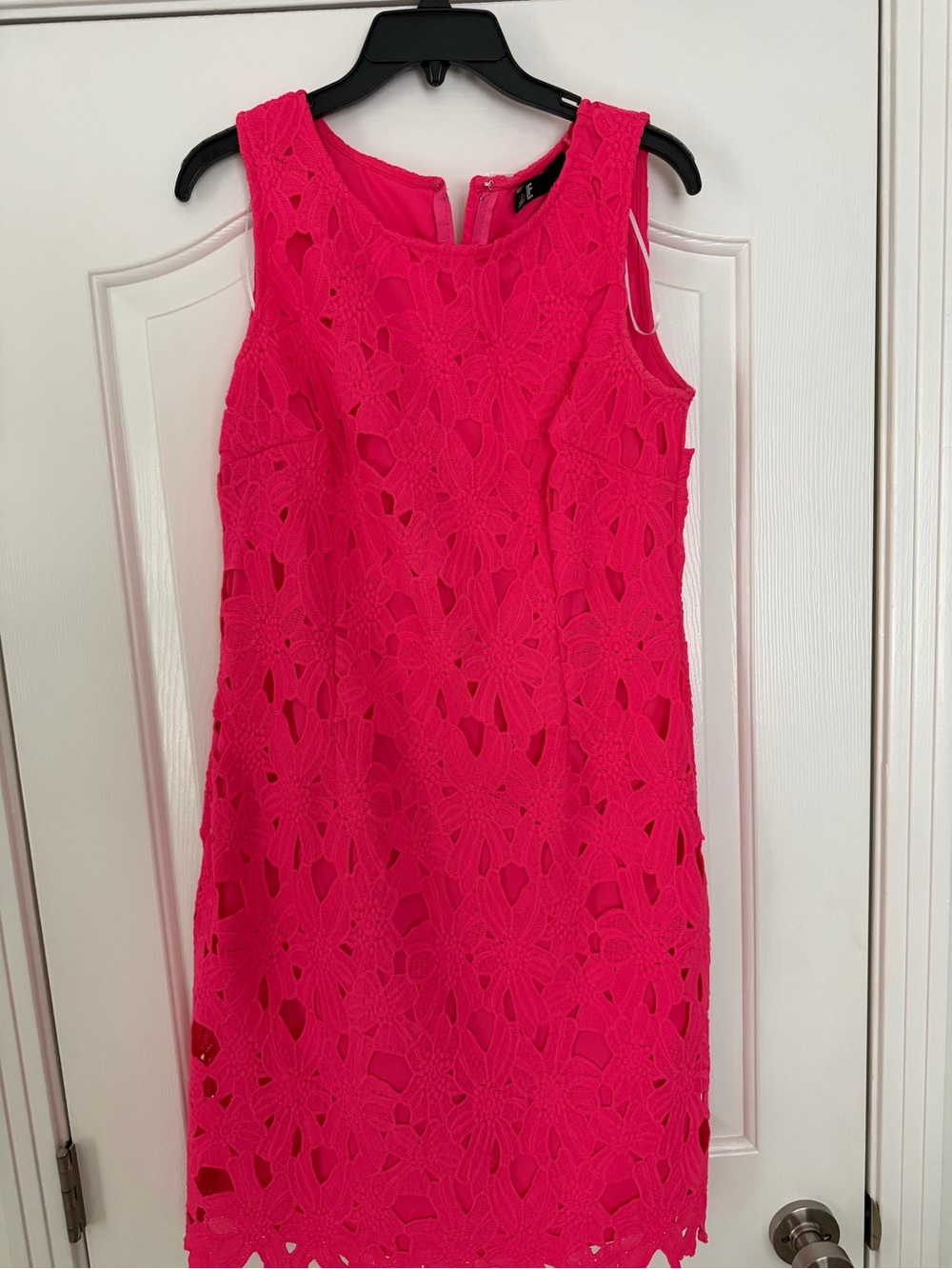 Leslie Fray Bright Pink Lace Shift Dress